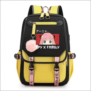 K-AROLE™️ Spy X Family Anya Forger Anime Backpack for Girls - Kawaii Manga Cartoon Bookbag with USB Charging Port for Teenage Students K-AROLE