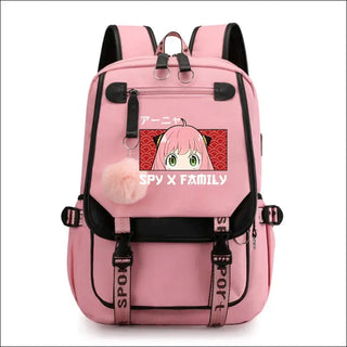 K-AROLE™️ Spy X Family Anya Forger Anime Backpack for Girls - Kawaii Manga Cartoon Bookbag with USB Charging Port for Teenage Students K-AROLE