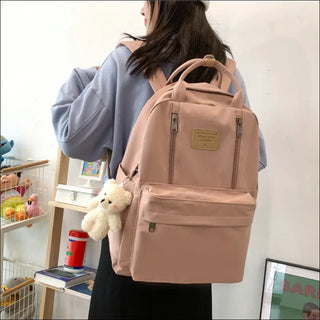 K-AROLE™️ Stylish Cream Backpack With Dual Zippers