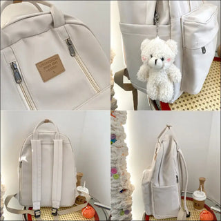 K-AROLE™️ Stylish Cream Backpack With Dual Zippers