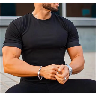 New Casual Sports Fitness Solid Color Round Neck T-shirt -