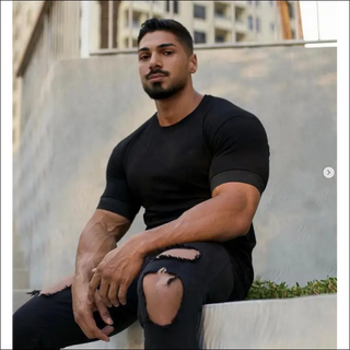 New Casual Sports Fitness Solid Color Round Neck T-shirt -