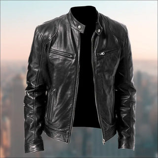 Stylish leather jacket with zipper pockets for the modern gentleman from K-AROLE.