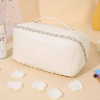 K-AROLE™️ Travel Cosmetic Bag - White 1 layer