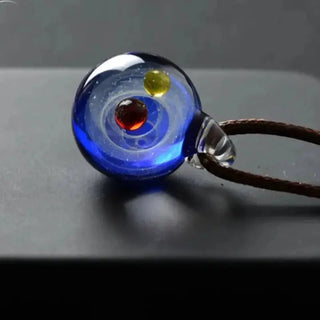 K-AROLE Universe Glass Bead Planets Pendant Necklace Galaxy