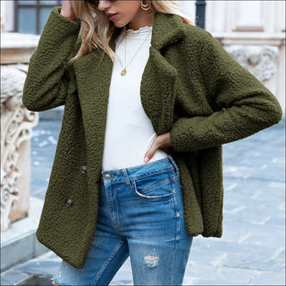 Loose Lapel Fluffy Coat Winter Button Jacket Cardigan