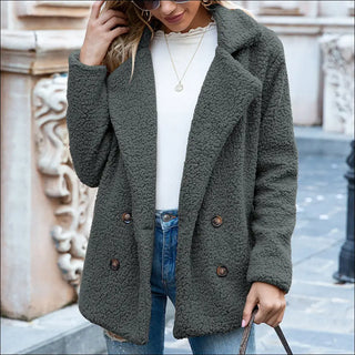 Loose Lapel Fluffy Coat Winter Button Jacket Cardigan