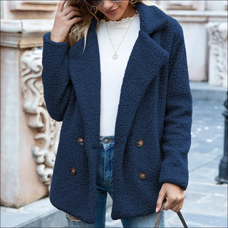 Loose Lapel Fluffy Coat Winter Button Jacket Cardigan