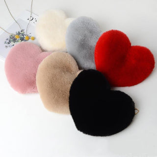 Enchanting Plush Heart - Shaped Shoulder Bag - K - AROLE