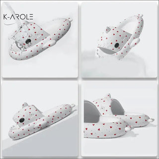 Lovers Shark Slippers Heart Print Shoes Women Men - flip