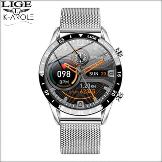 Luxury Bluetooth Men’s Smart Watch - Mesh belt silver /