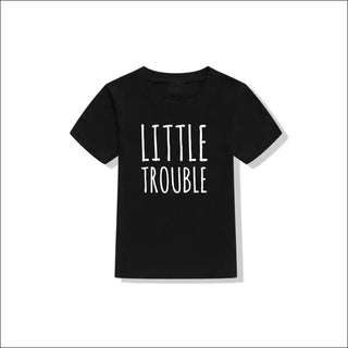 Matching Mother and Baby Big Trouble Little Tee Set - Black