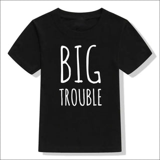 Matching Mother and Baby Big Trouble Little Tee Set - Black