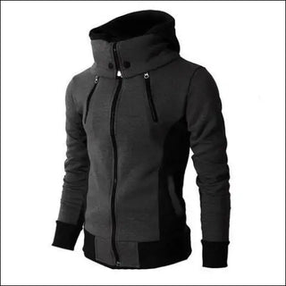 Men’s Zip UP Hooded Jacket Fake Two Piece Sports Cardigan