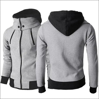 Men’s Zip UP Hooded Jacket Fake Two Piece Sports Cardigan