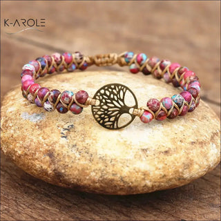 Natural Stone Tree of life bracelets - A132red