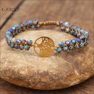 Natural Stone Tree of life bracelets - A135 blue