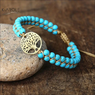 Natural Stone Tree of life bracelets - blue turquoise tree