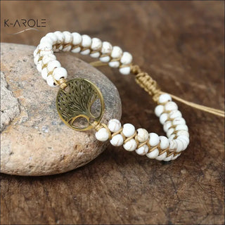 Natural Stone Tree of life bracelets - White turquoise tree