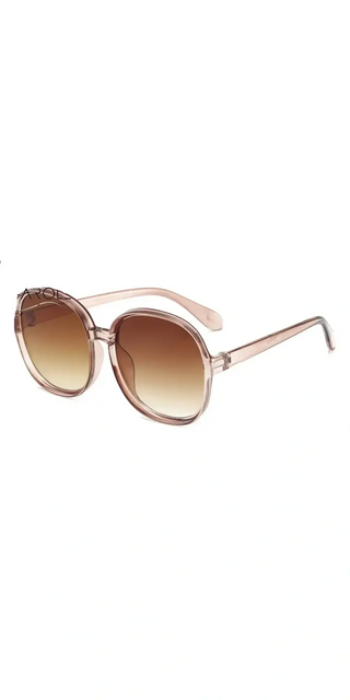 New Round Frame Sunglasses Women Retro Brand Designer Brown