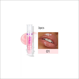 Glossy pink lip gloss in tube. Shimmery lip color for moisturized, luscious lips.