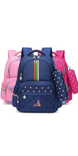 Orthopedic Children School Backpacks in Vibrant Colors and Patterns
A collection of colorful, ergonomic children's backpacks featuring polka dot and striped designs in pink, blue, and navy tones.