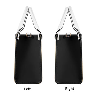 Black and white French Flair Tote K-AROLE™️™️ handbag with sleek, modern design and minimalist silhouette.