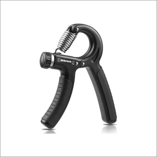 Adjustable hand grip strengthener, 22-132 lbs resistance range, black and silver metal design, for building hand and forearm strength.