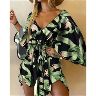 Premium K-AROLE™ Floral Print Mini Dress with Batwing