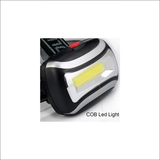 Compact COB LED headlamp with powerful flashlight, ideal for outdoor camping and activities.