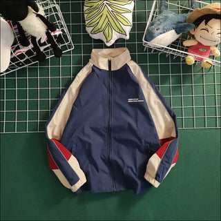 Retro Colorblock Patchwork Baseball Jacket - clothes