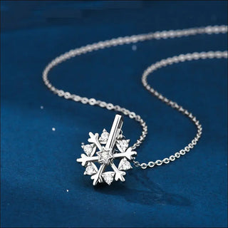 Rotatable 925 Silver Snowflake Necklace Women Luxury Niche