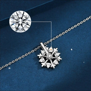 Rotatable 925 Silver Snowflake Necklace Women Luxury Niche