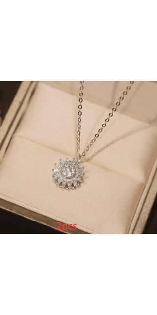 K - AROLE™️ Elegant Sunflower Pendant Necklace with Dazzling Diamonds - K - AROLE