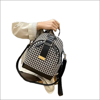 Sophisticated Houndstooth Backpack by K-AROLE™️ - Black