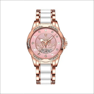 Sophisticated Women’s Rose Gold and Ruby Red Stainless