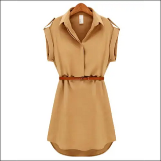 Stunning Belted Chiffon Mini Dress for Women - clothes