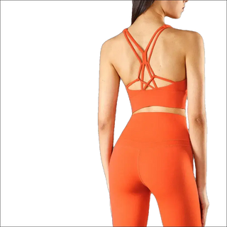 Stylish Activewear Duo - Orange Cross-Back Bra Top