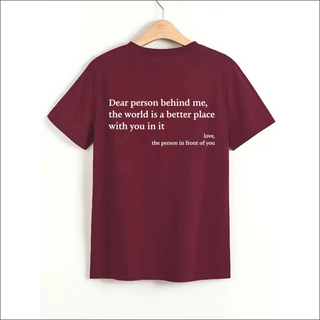 Burgundy T-Shirt with Inspirational Slogan Text