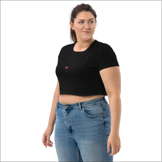 Stylish Cropped Black Tee with Butterfly Design