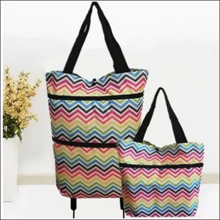 Stylish Foldable Shopping Tote with Durable Wheels