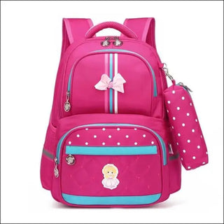 Stylish Kids’ Backpack - Vibrant Navy Polka Dot with Pink