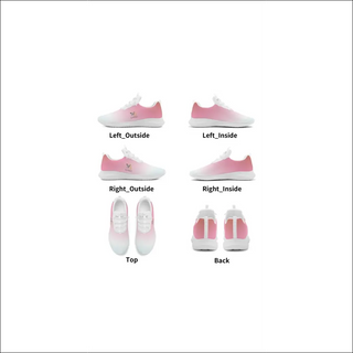 Stylish women's sneakers in a soft pink color with a lace-up front design. The shoes are shown from multiple angles, highlighting their trendy, sporty aesthetic and comfortable features.