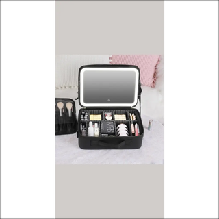 Smart LED Cosmetic Case with Mirror - Spacious Storage for Travel Makeup Essentials