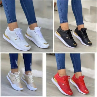 Plaid Sneakers Women's Patchwork Lace-Up Shoes with Love Decor