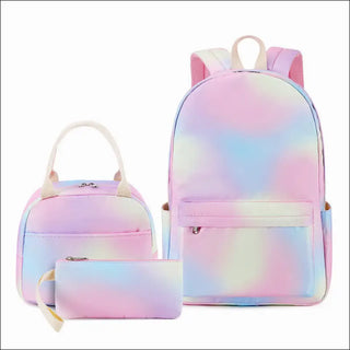 Stylish Pastel Backpack Set - Trendy Colorblock Design