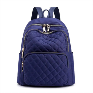 Stylish Quilted Leather Backpack by K-AROLE - Blue - bags