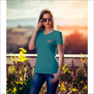 Stylish Scoop Neck Teal Cotton Tee