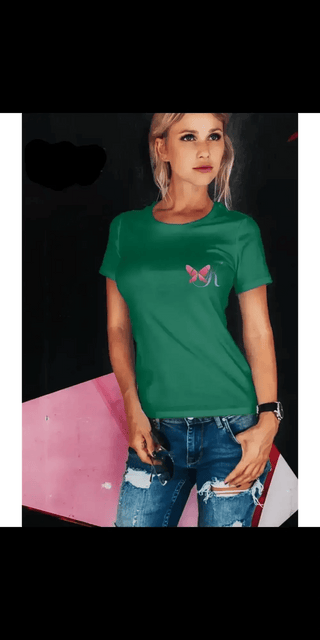 Premium Fitted Green T-Shirt - K - AROLE Women's Essential Tee - K - AROLE