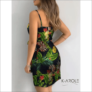 Elegant Tropical Floral Mini Dress - K - AROLE